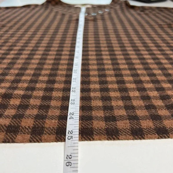 Soft Surroundings Women's Tunic Brown / Black Plaid Peasant V-Neck Top Size L - Picture 7 of 8